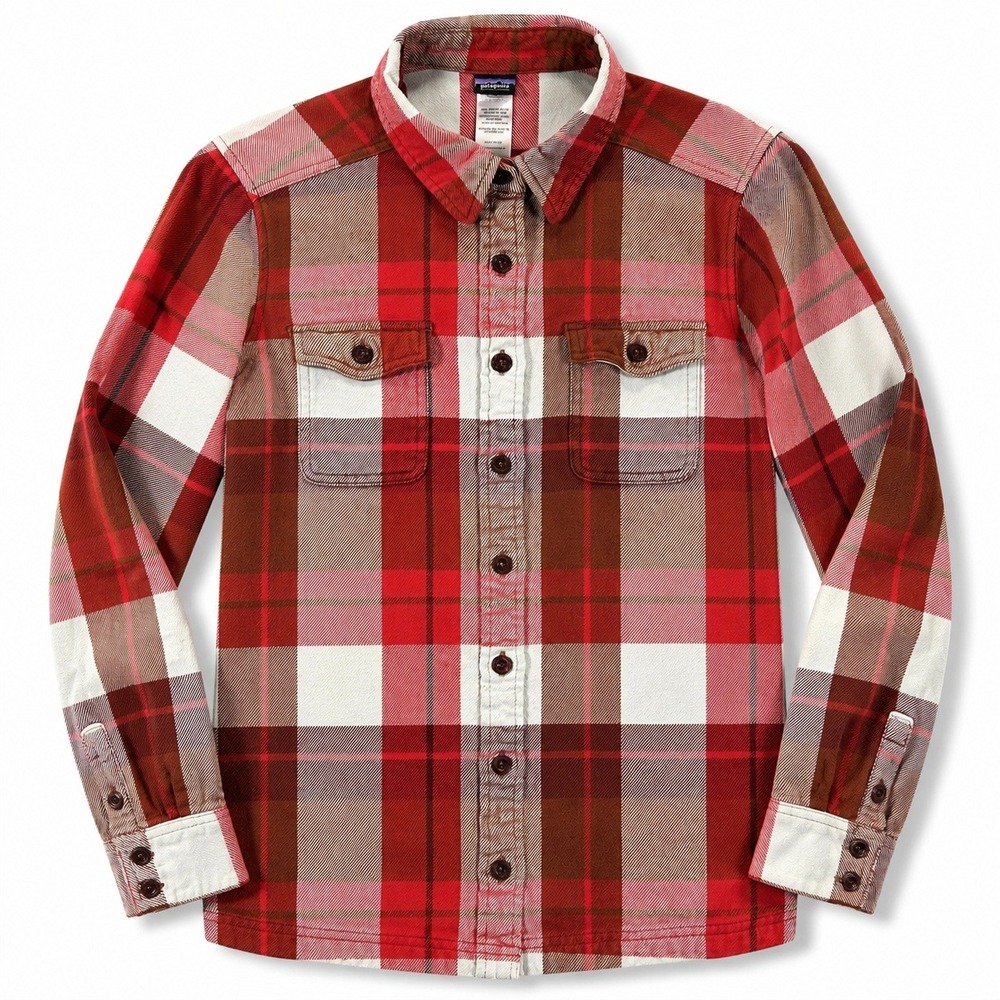 Patagonia Fjord Flannel Shirt Women's 4 Red Plaid Organic Cotton FA12 Gorpcore